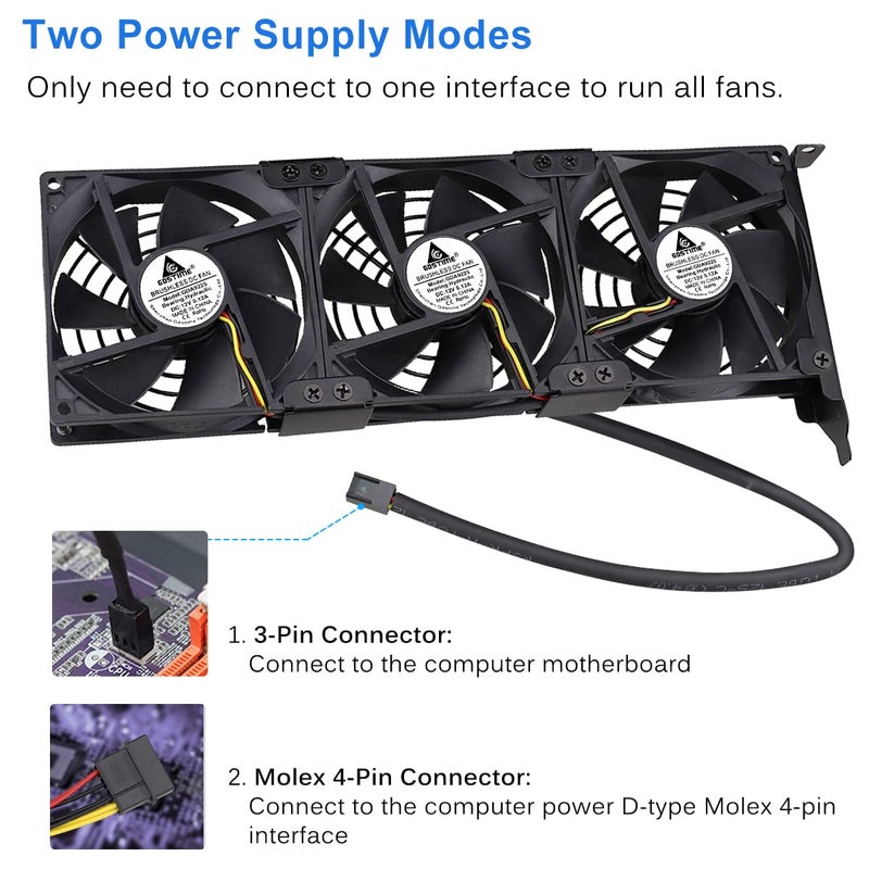 GDSTIME Graphic Card Fans, PCI Slot 3 x 90mm 92mm Fans, Graphics Card Cooler, Video Card VGA Cooler - Image 5